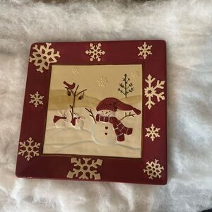 Winter Wishes by St Nicholas Square RETIRED 9.25in Salad Plate Snowmen Scene